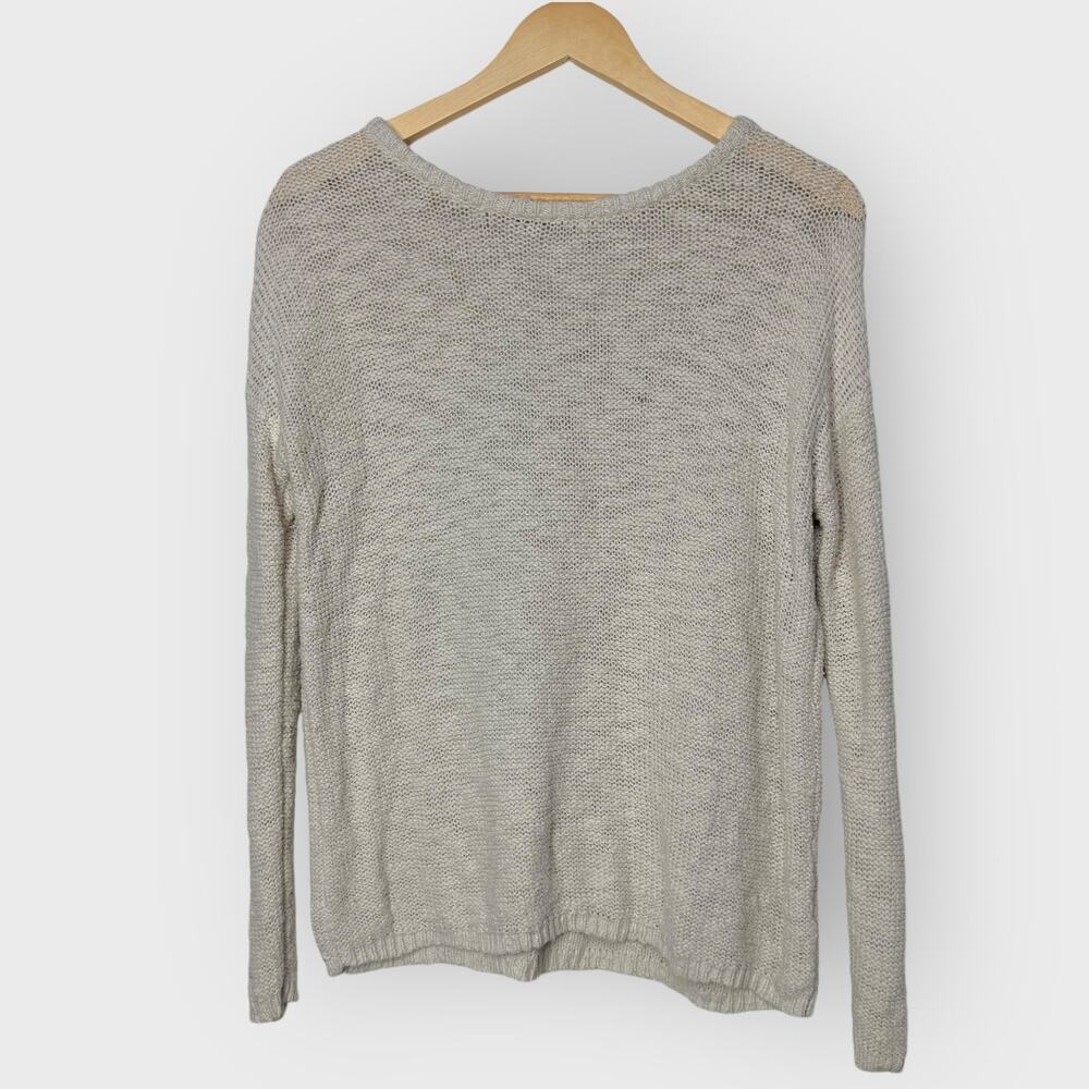 Brandy Melville One Size Cream Open Knit Sweater Fits M 100% Cotton Minimalist